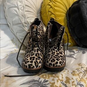 Sperry Leopard Print Lace Up Boots